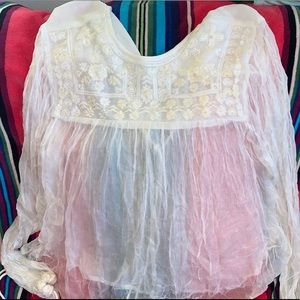 Sheer Embroidered Free people top
